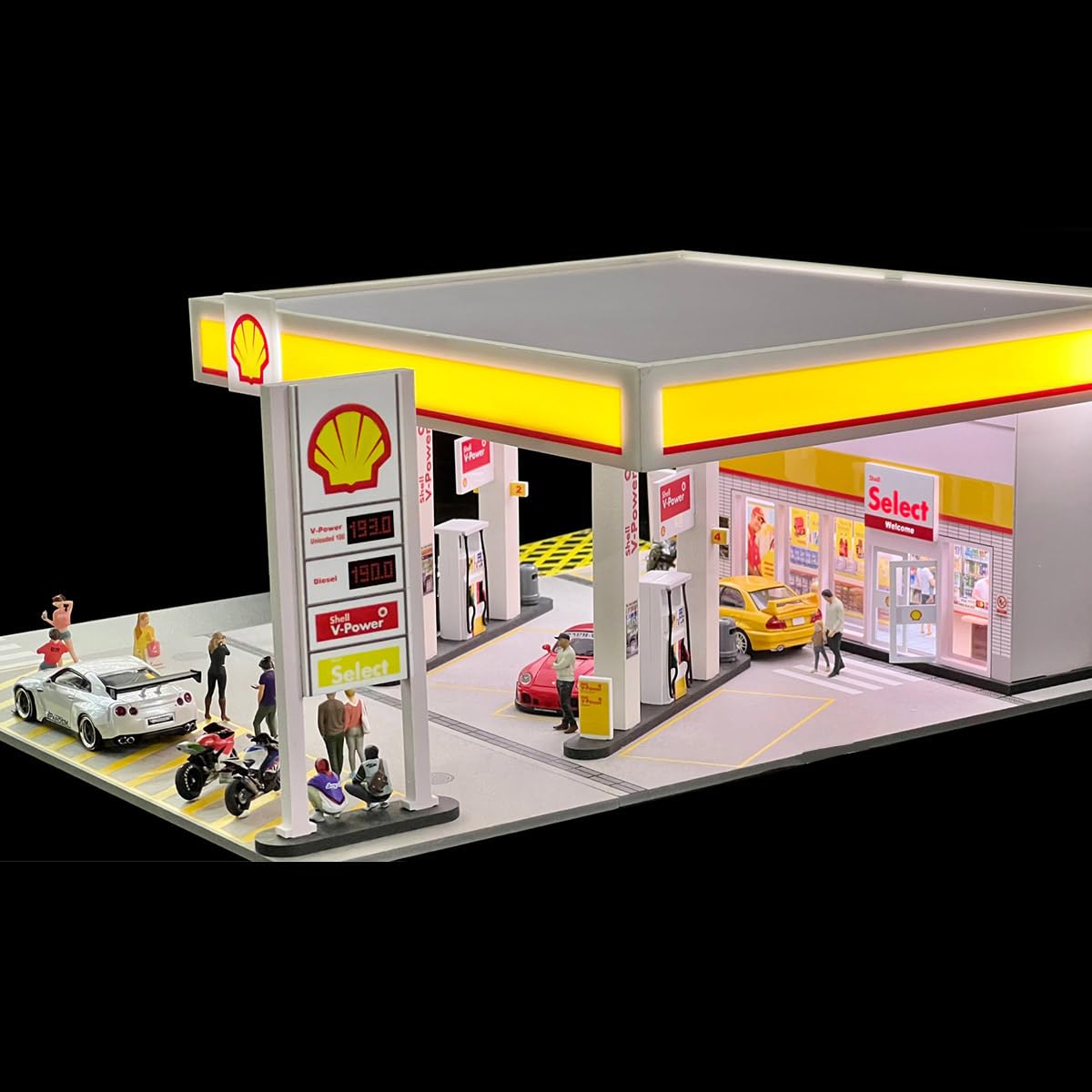 Amazon.co.jp: 1/64 スケール シェルガソリンスタンド 建築ジオラマ